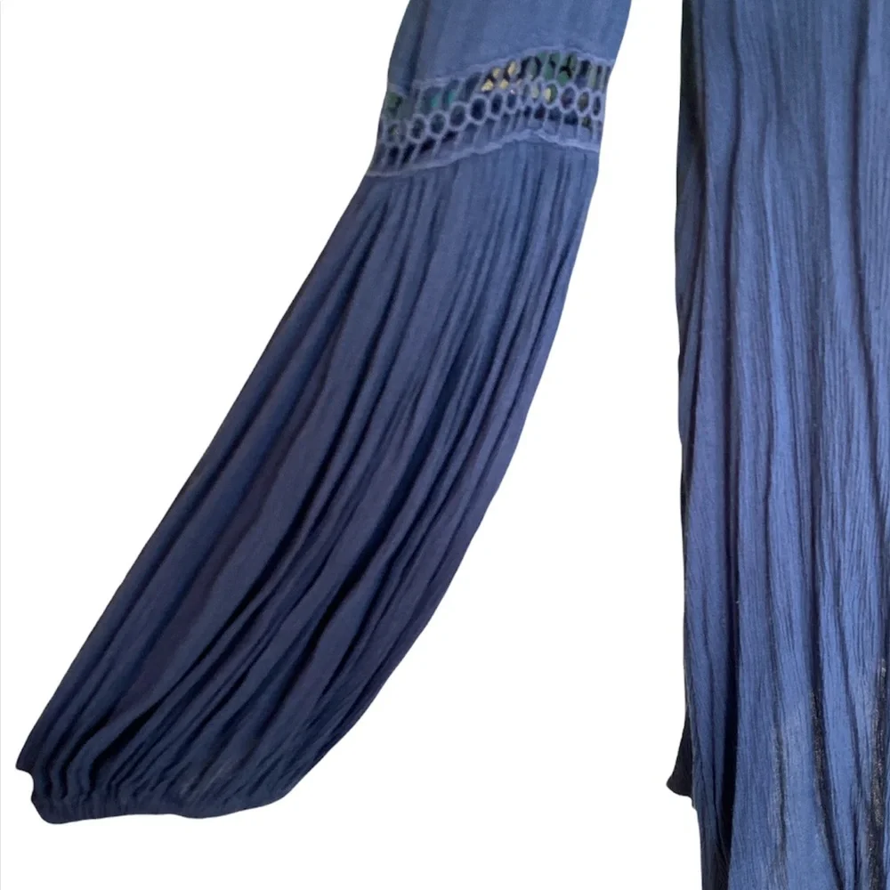 Free People Just Two of Us Crinkle Tunic in Washed Indigo - XS